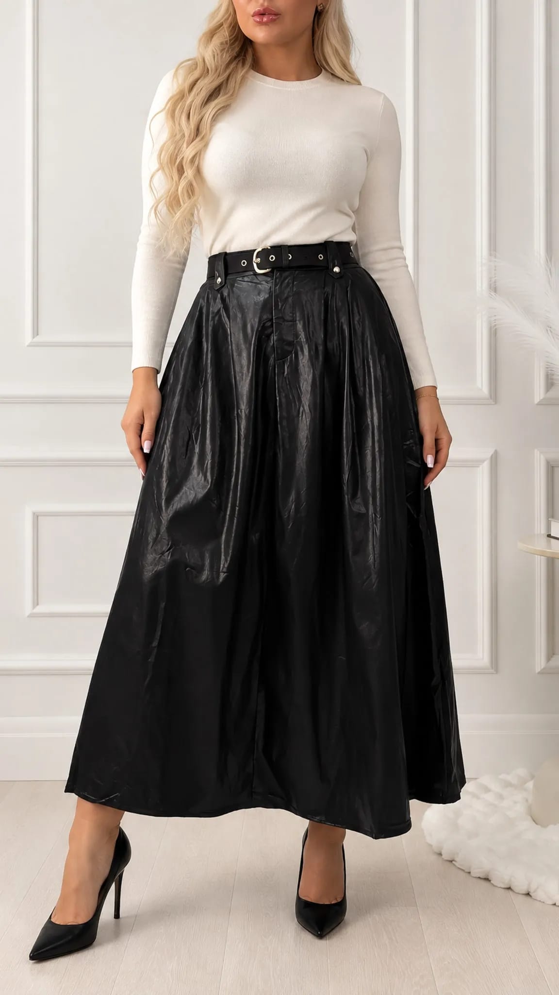 Eleganti ekoādas maxi svārki