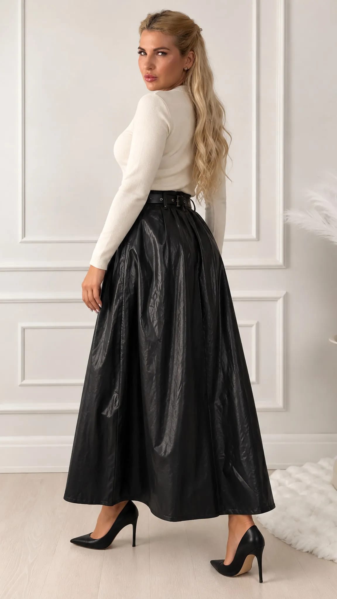 Eleganti ekoādas maxi svārki
